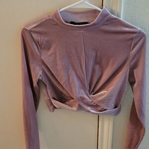 Forever 21 Mauve Velvet Twist-Front Crop Top